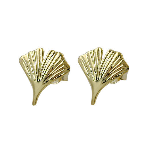 Ginkgoblatt-Ohrstecker glänzend 12mm 9 Karat Gelbgold