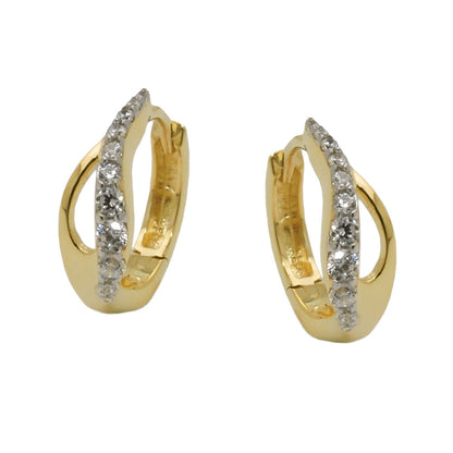 Tropfen-Klappcreole Zirkonia diagonal 13x5mm 9 Karat Gelbgold