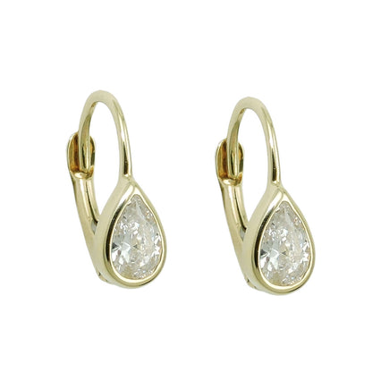 Tropfen-Ohrbrisur Zirkonia weiß 14x5mm 9 Karat Gelbgold