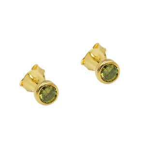 Zirkonia-Ohrstecker olivgrün 4,5mm Zargenfassung 9 Karat Gelbgold