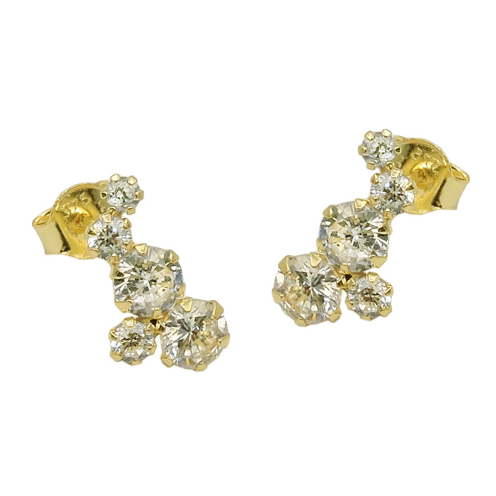 Bogen-Ohrstecker 5 Zirkonias weiß 12x6mm 9 Karat Gelbgold