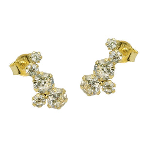 Bogen-Ohrstecker 5 Zirkonias weiß 12x6mm 9 Karat Gelbgold