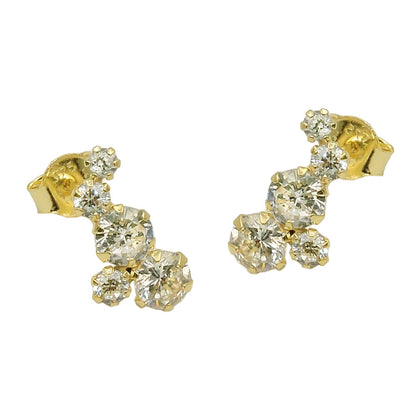 Bogen-Ohrstecker 5 Zirkonias weiß 12x6mm 9 Karat Gelbgold