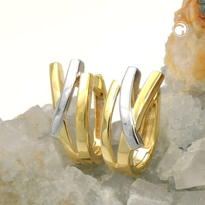 Scharniercreole bicolor rhodiniert 15x7mm 9 Karat Gelbgold