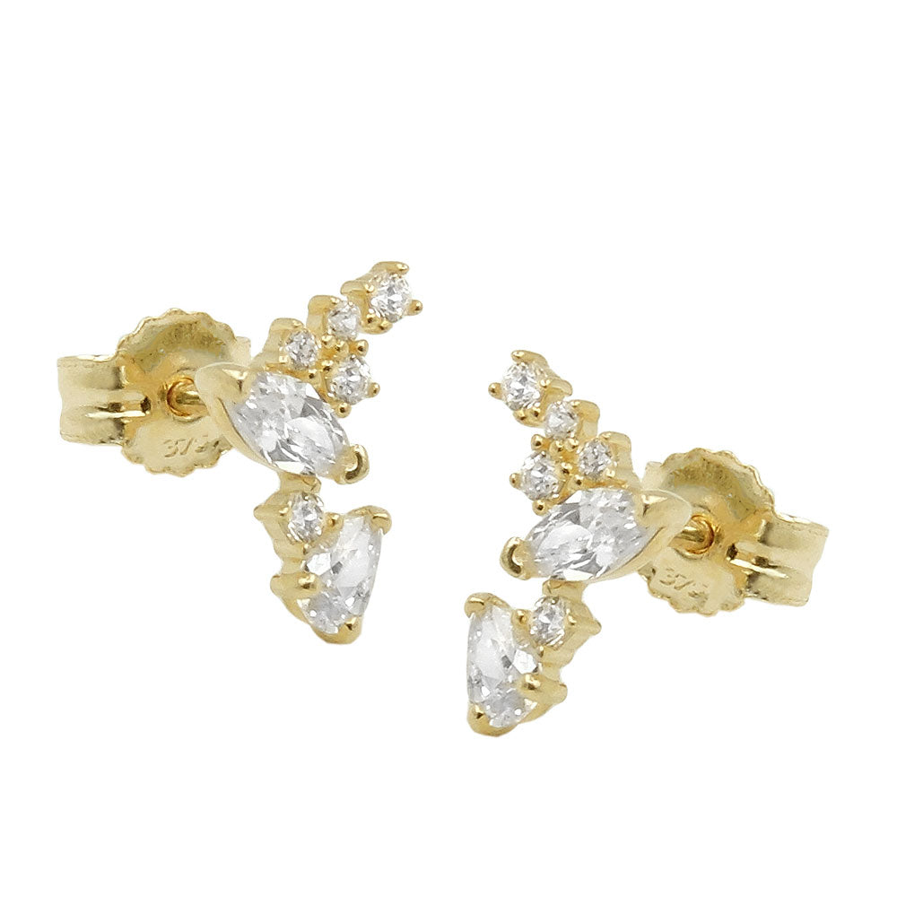 Fantasiebogen-Ohrstecker Zirkonia gestaffelt 7x6mm 9 Karat Gelbgold