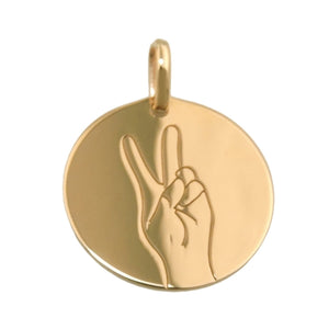 Peace-Anhänger gravierbar glänzend 16mm 9 Karat Gelbgold