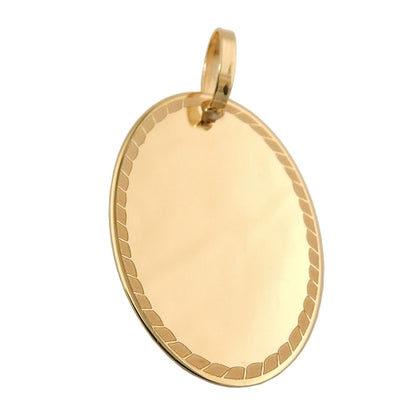 Gravuranhänger oval mit Rand beidseitig gravierbar 19x13mm 9 Karat Gelbgold