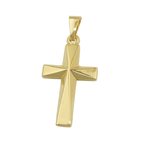 Kreuzanhänger facettiert winklig glänzend 21x13mm 9 Karat Gelbgold