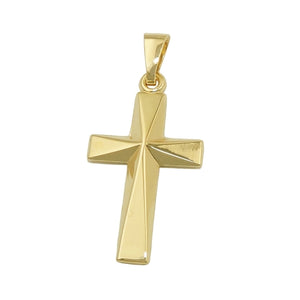 Kreuzanhänger facettiert winklig glänzend 21x13mm 9 Karat Gelbgold