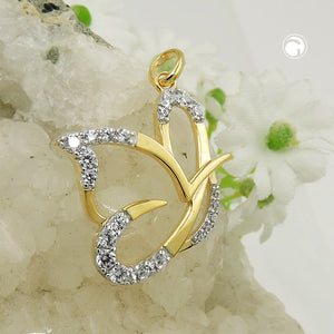 Schmetterling-Anhänger Micro-Pavé Zirkonia 17x19mm 9 Karat Gelbgold