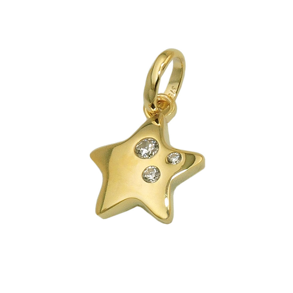 Stern-Anhänger glänzend 3 Zirkonias 10x10mm 9 Karat Gelbgold