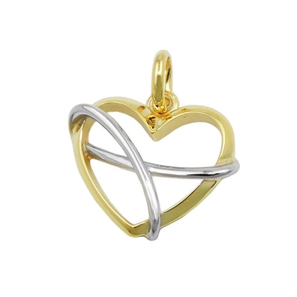 Herz-Anhänger bicolor rhodinierte Schlaufe glänzend 13x15mm 9 Karat Gelbgold