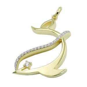 Delfin-Anhänger Micro-Pavé Zirkonia 25x20mm 9 Karat Gelbgold