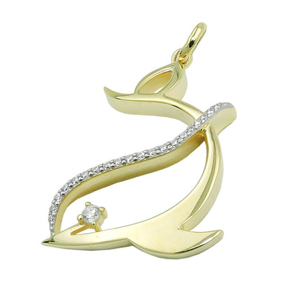 Delfin-Anhänger Micro-Pavé Zirkonia 25x20mm 9 Karat Gelbgold
