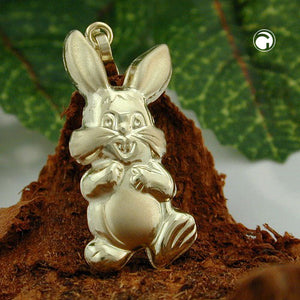 Hase-Anhänger matt-glänzend 20x11mm 14 Karat Gelbgold