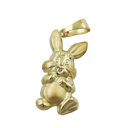 Hase-Anhänger matt-glänzend 20x11mm 14 Karat Gelbgold