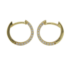 Scharniercreole Micro-Pavé 13 Zirkonias 13x2mm 9 Karat Gelbgold
