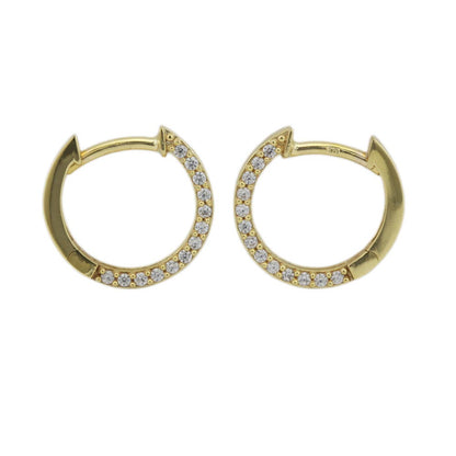 Scharniercreole Micro-Pavé 13 Zirkonias 13x2mm 9 Karat Gelbgold