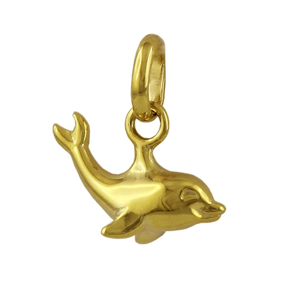 Delfin-Anhänger glänzend beidseitig 12x7mm 9 Karat Gelbgold