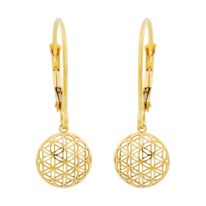 Ohrbrisur Ohrhänger Ohrringe 25x9mm Blume des Lebens 9Kt GOLD