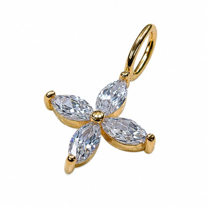 Anhänger kleine Blüte 7mm 4x Zirkonia 9Kt GOLD