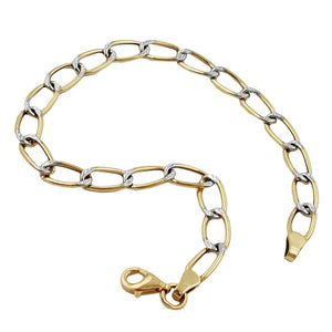 Weitpanzer-Armband bicolor rhodiniert 5,5mm 19cm 9 Karat Gelbgold
