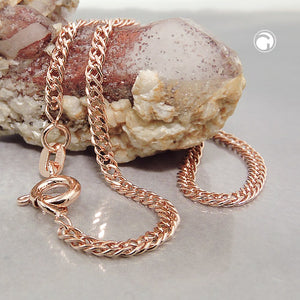 Zwillingspanzer-Kette Doppelrhombus 2mm 19/45/50cm 9 Karat Rotgold