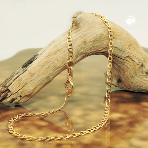 Armband/Kette 2mm Stegpanzer glänzend 9Kt GOLD 19/45cm