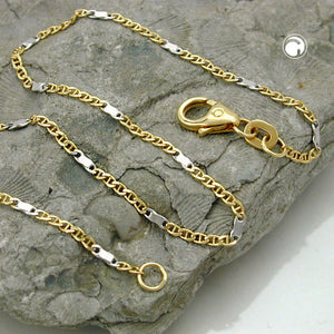 Armband/Halskette 1,4mm Stegpanzer bicolor 14Kt GOLD 19/45cm