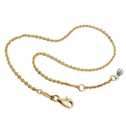 Fußkettchen Ankerkette Weißgold-Endkugel 1,7mm Gold 375 9kt 22,5/25cm