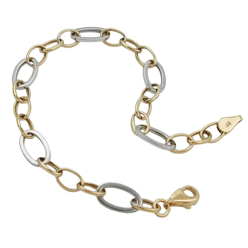 Anker-Armband Bicolor Weißgold durchlegiert 7mm Gold 375 9kt 19cm