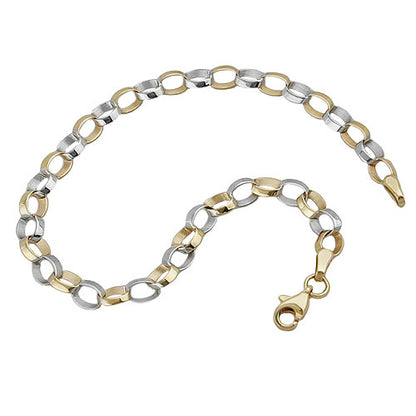 Bicolor-Armband Ankerkette schräg-oval 5mm Gold 375 9kt 19cm