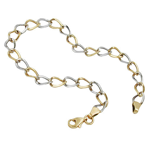 Bicolor-Armband Weitankerkette oval 5,1mm Gold 375 9kt 19cm