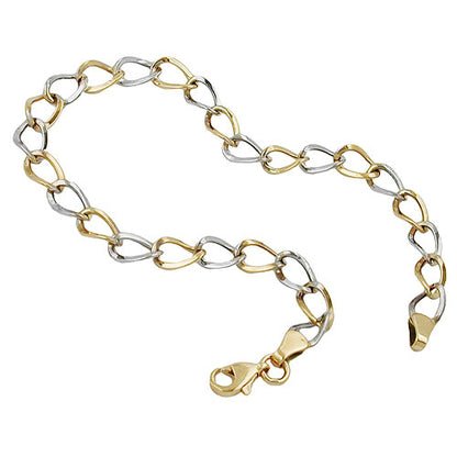 Bicolor-Armband Weitankerkette oval 5,1mm Gold 375 9kt 19cm
