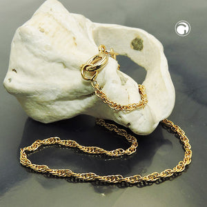 Armband/Halskette 1,6mm Doppelanker gedreht Kordelkette 9Kt GOLD 19 - 50cm