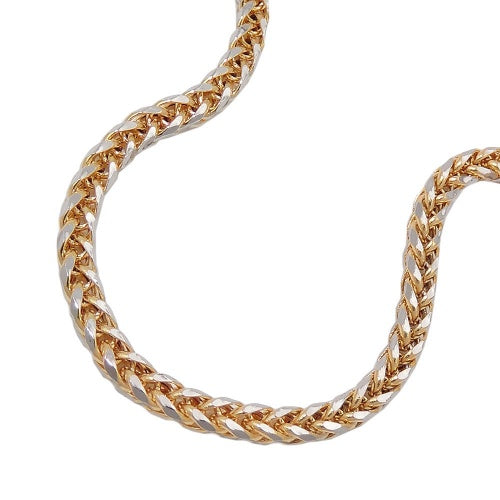 Armband/Zopfkette 2,4mm Zopfkette bicolor 14Kt GOLD 19/45cm