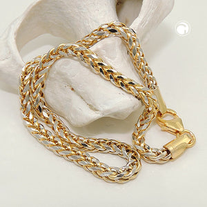 Armband/Zopfkette 2,4mm Zopfkette bicolor 14Kt GOLD 19/45cm