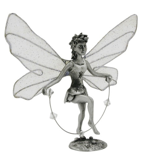 Tischdekoration 65mm Zinnfigur Elfe mit Springseil Corinn