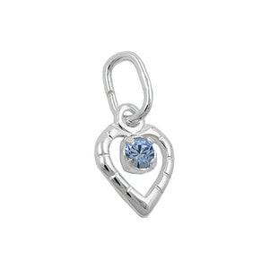 Anhänger 8x6mm Herz mit Glasstein hellblau Silber 925
