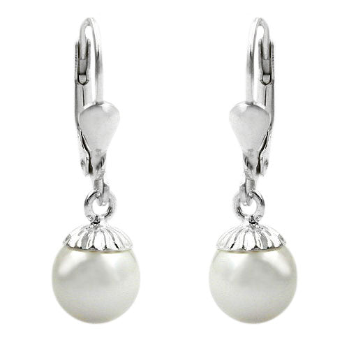 Ohrbrisur Ohrhänger Ohrringe 24x7,5mm Hänger mit Imitat-Perle Silber 925