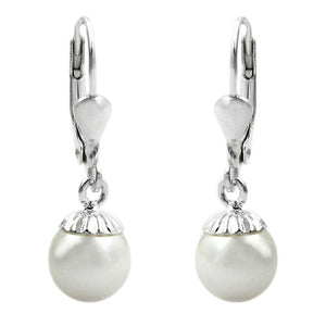 Ohrbrisur Ohrhänger Ohrringe 24x7,5mm Hänger mit Imitat-Perle Silber 925