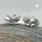 Ohrstecker Ohrring 7x10mm liegende Katze glänzend rhodiniert Silber 925