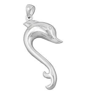 Anhänger 40x17mm großer Delfin glänzend Silber 925