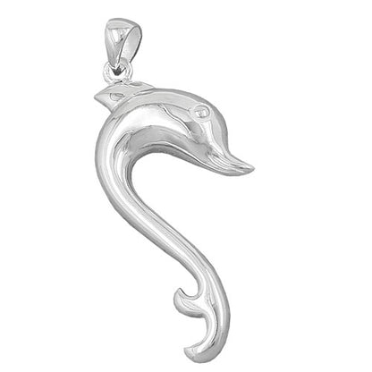 Anhänger 40x17mm großer Delfin glänzend Silber 925