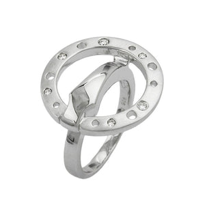 Ring 22mm Zirkonias mattiert rhodiniert Silber 925