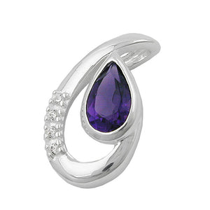 Anhänger 18x10mm Amethyst mit 4 Zirkonias glänzend Silber 925