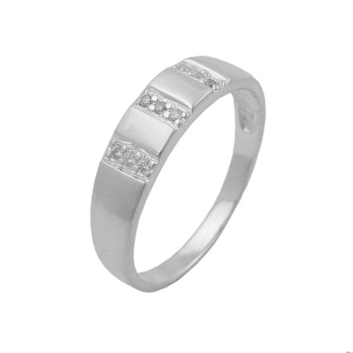Ring 5mm mit 9x Zirkonias weiß seidenmatt Silber 925