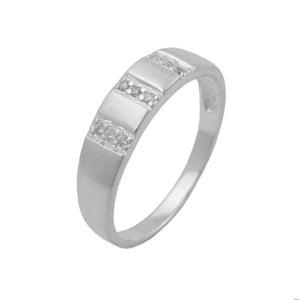 Ring 5mm mit 9x Zirkonias weiß seidenmatt Silber 925