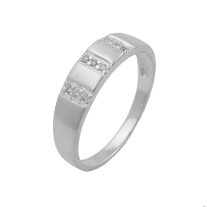 Ring 5mm mit 9x Zirkonias weiß seidenmatt Silber 925