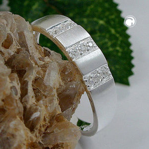 Ring 5mm mit 9x Zirkonias weiß seidenmatt Silber 925